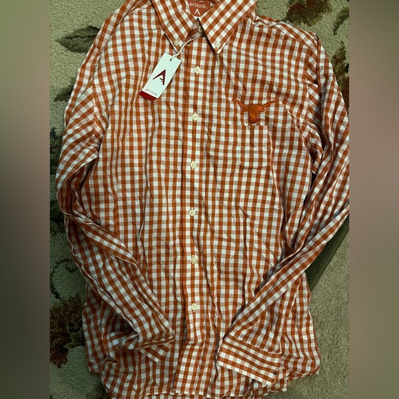Antigua Other - Mens Antigua Texas longhorns orange white gingham long sleeve button down shirt